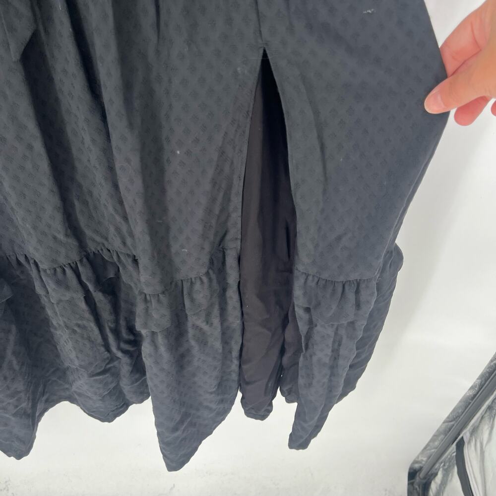PAIGE Rozlyn Tiered Black Ruffle Midi Dress Women's Size Large - Picture 9 of 13
